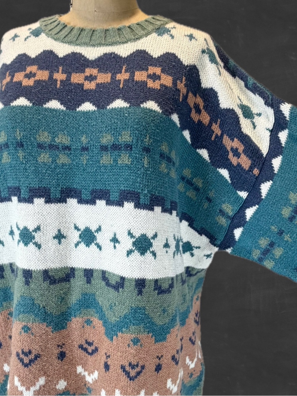 VINTAGE 90s Woods & Gray knit sweater Southwest fair isle